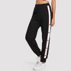 Shein Buttoned Contrast Sideseam Sweatpants