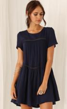 Shein Navy Short Sleeve Shift Dress