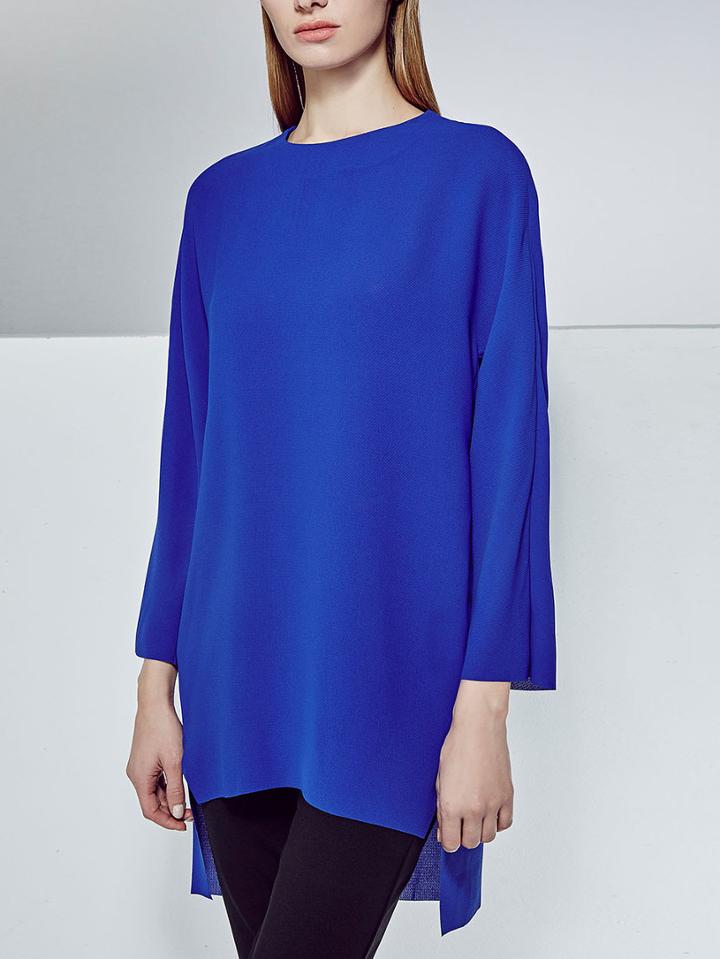 Shein Royal Blue Dip Hem Split Shirt