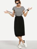 Shein Grey White Striped 2 In 1 Dress