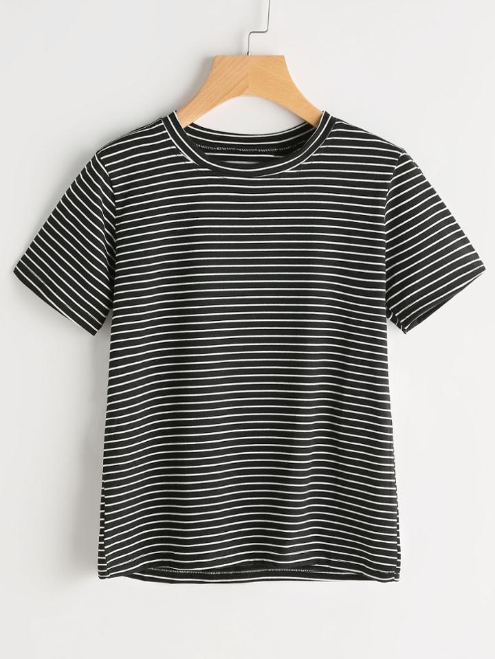 Shein Short Sleeve Pinstripe Tshirt