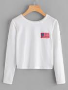 Shein Flag Patch Crop T-shirt