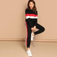 Shein Colorblock Sweatshirt & Pants Set