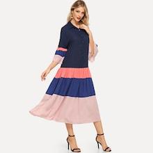 Shein Button Front Color Block Dress