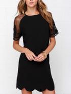Shein Black Short Sleeve With Lace Dress