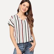 Shein Curved Hem Striped Top