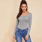 Shein Form Fitting Heathered Knit Tee