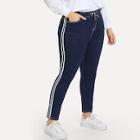Shein Plus Stripe Side Drawstring Jeans