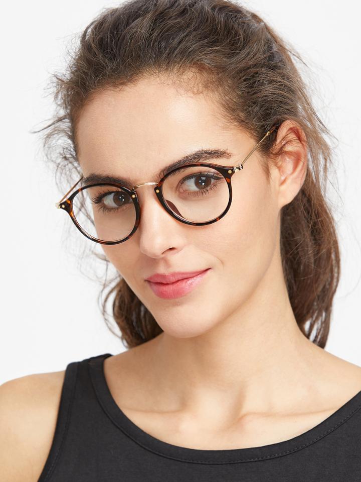 Shein Leopard Frame Round Glasses
