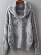Shein Grey High Neck Cable Knit Sweater