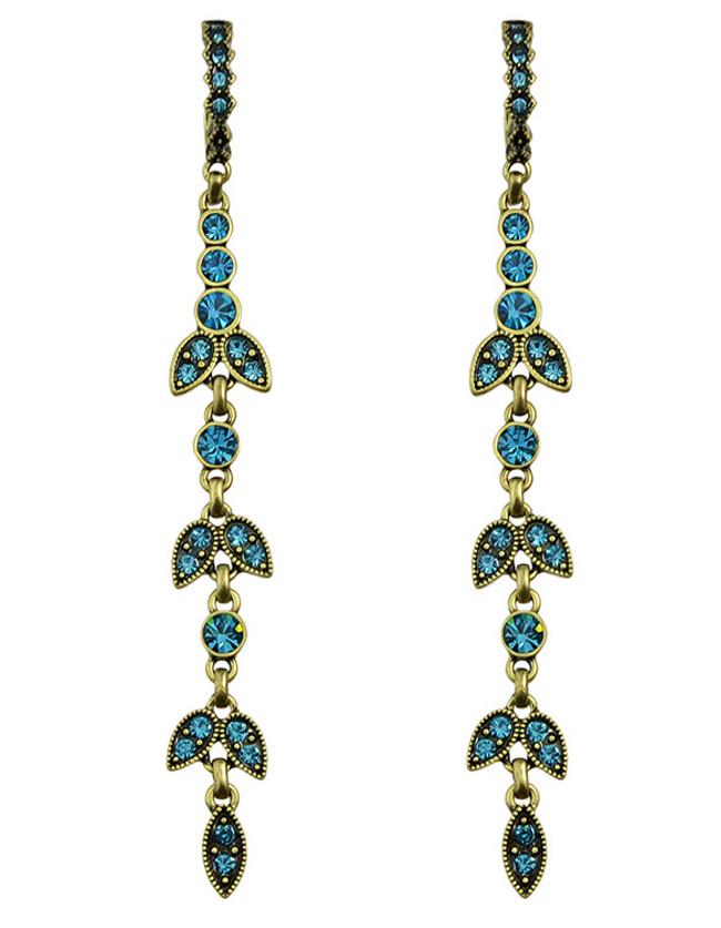 Shein Rhinestone Leaf Shape Drop Earrings