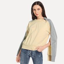 Shein Contrast Panel Zip Decoration Sweatshirt