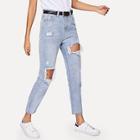 Shein Cut Out Ripped Jeans