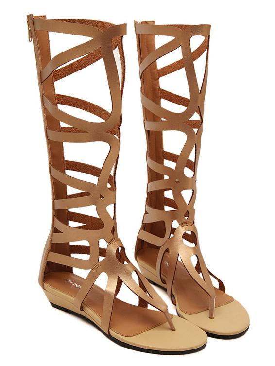 Shein Golden Laser Cut Gladiator Sandals