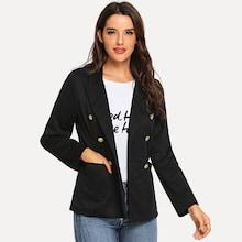 Shein Button Decoration Solid Blazer