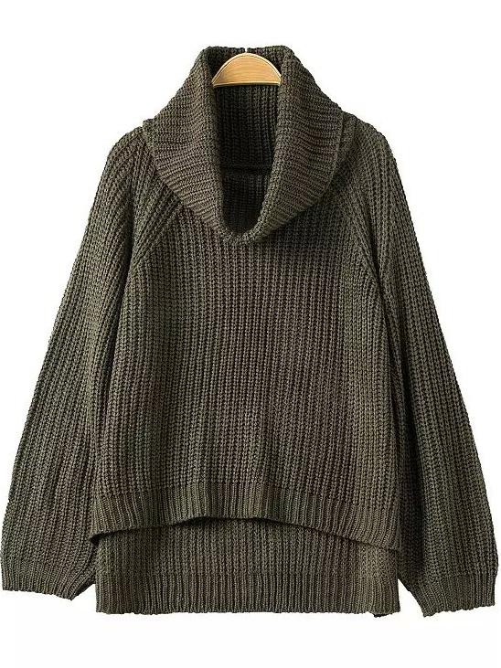 Shein Turtleneck Dip Hem Sweater