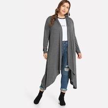 Shein Plus Solid Asymmetric Hem Coat