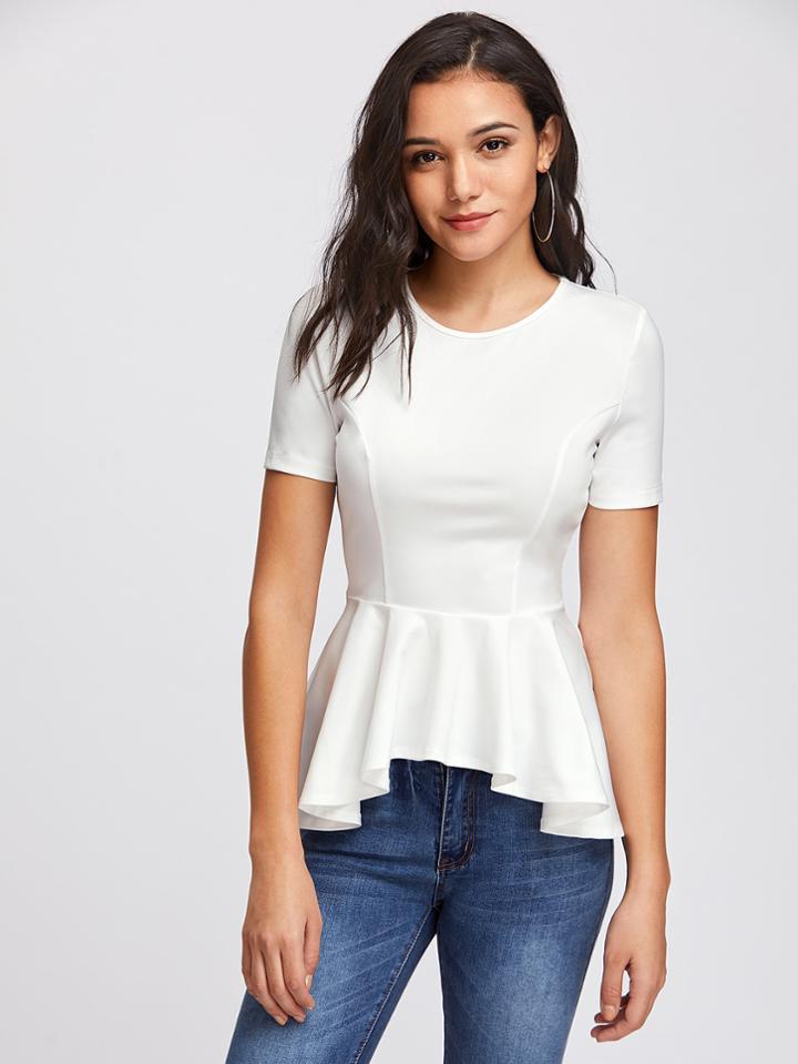 Shein Princess Seam Asymmetric Peplum Top
