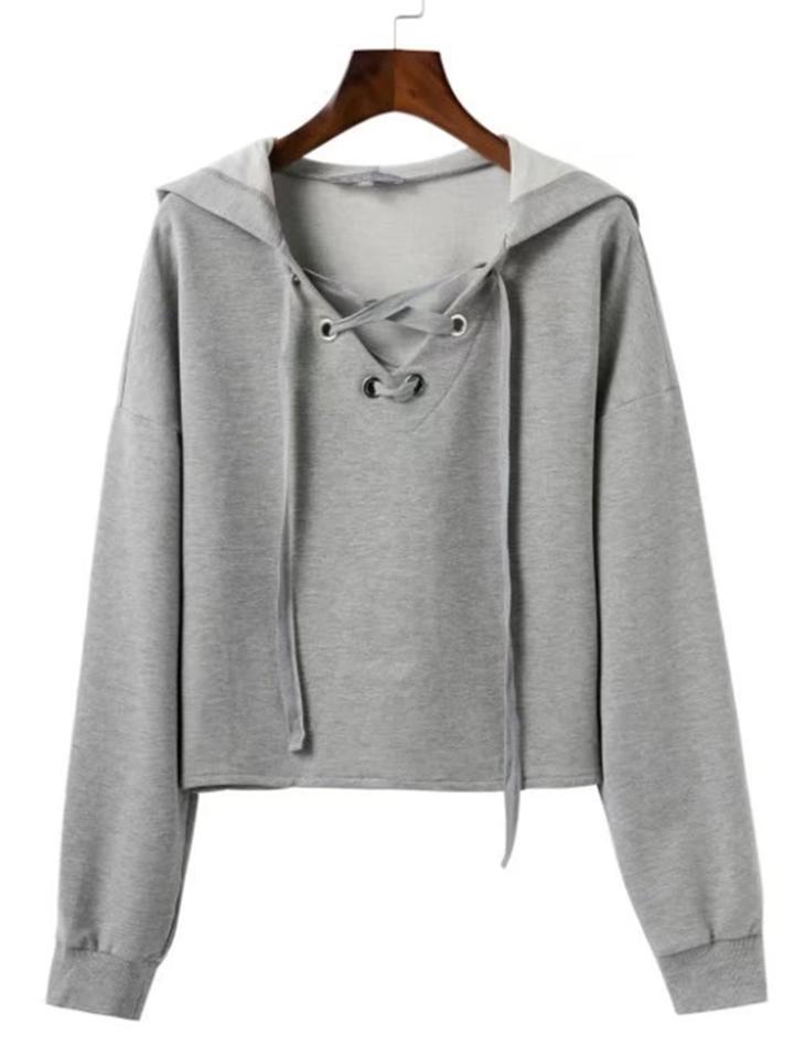 Shein Lace Up Pullover Hoodie