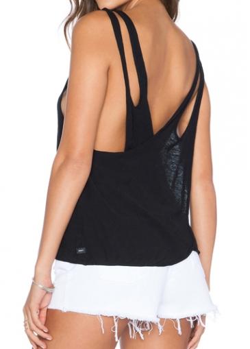 Rosewe Hollow Side Black Pierced Tank Top