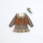 Shein Girls Ruffle Hem Plaid Dress With Vest