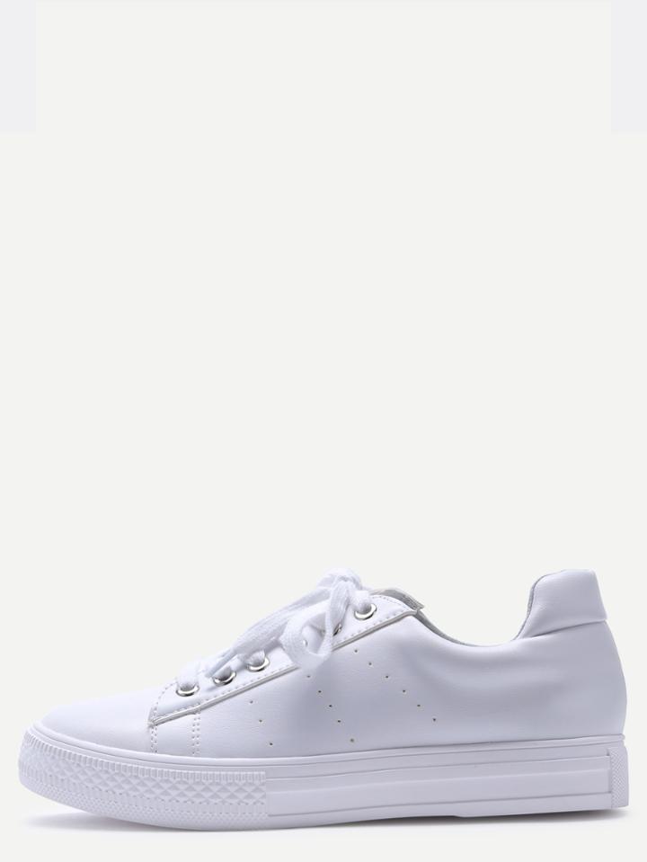 Shein White Breathable Rubber Sole Low Top Sneakers