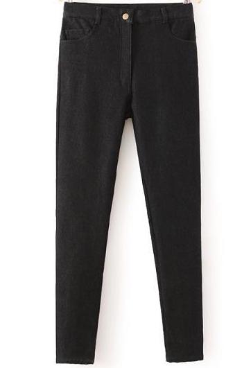 Shein Black Pockets Slim Denim Pant
