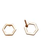 Shein Gold Hexagon Hollow Out Stud Earrings