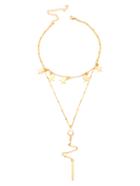Shein Bar Pendant Double Layered Lariat Necklace