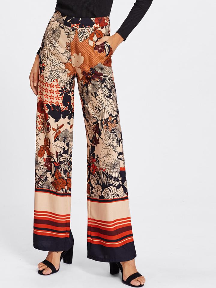 Shein Mixed Print Wide Leg Pants