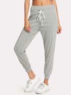 Shein Lace Up Front Marled Knit Sweatpants