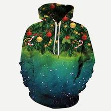 Shein Men Christmas Tree Print Hooded Sweatshirt
