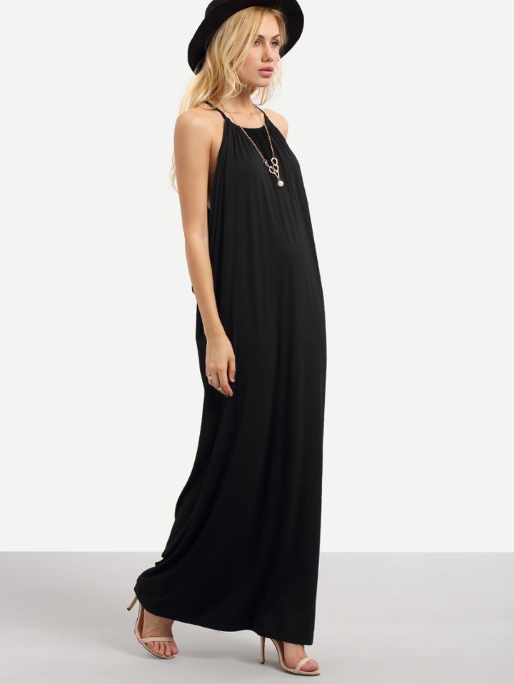 Shein Black Spaghetti Strap Shift Maxi Dress