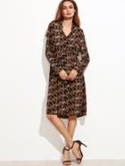 Shein Geometric Print Elastic Waist Shirt Dress