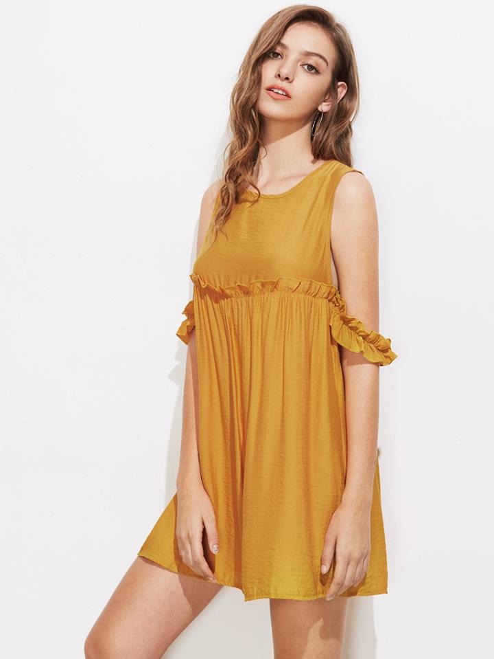 Shein Open Shoulder Frill Trim Dress