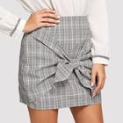 Shein Knot Front Plaid Skirt