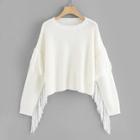 Shein Scalloped Neck Fringe Applique Jumper