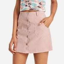 Shein Slants Pocket Button Up Skirt