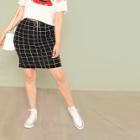 Shein Plus O-ring Zip Up Grid Skirt