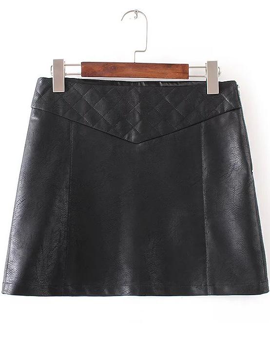 Shein Black Side Zipper Pu Skirt