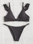 Shein Ring Detail Ruffle Bikini Set