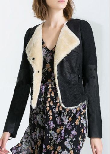 Rosewe Charming Long Sleeve Turndown Collar Black Pu Jacket