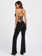 Shein Lace Up Open Back Flare Jumpsuit