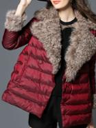 Shein Red Lapel Contrast Wool Coat