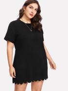 Shein Scallop Hem Cuffed Dress