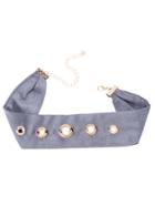 Shein Grey Eyelet Embellished Suede Choker