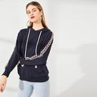 Shein Pearls Beaded Drawstring Hoodie Pullover