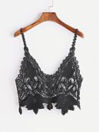 Shein Black Hollow Out Crochet Lace Crop Cami Top