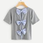 Shein Contrast Bow Split Back Tee