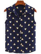 Shein Heart Print Sleeveless Blouse